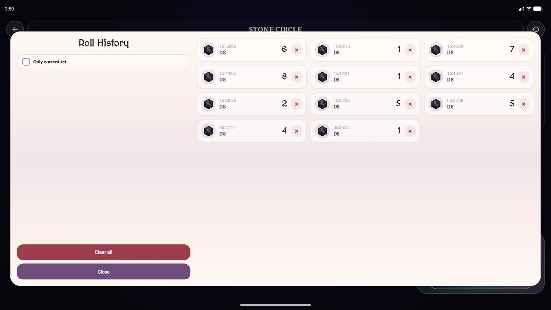 Roll history