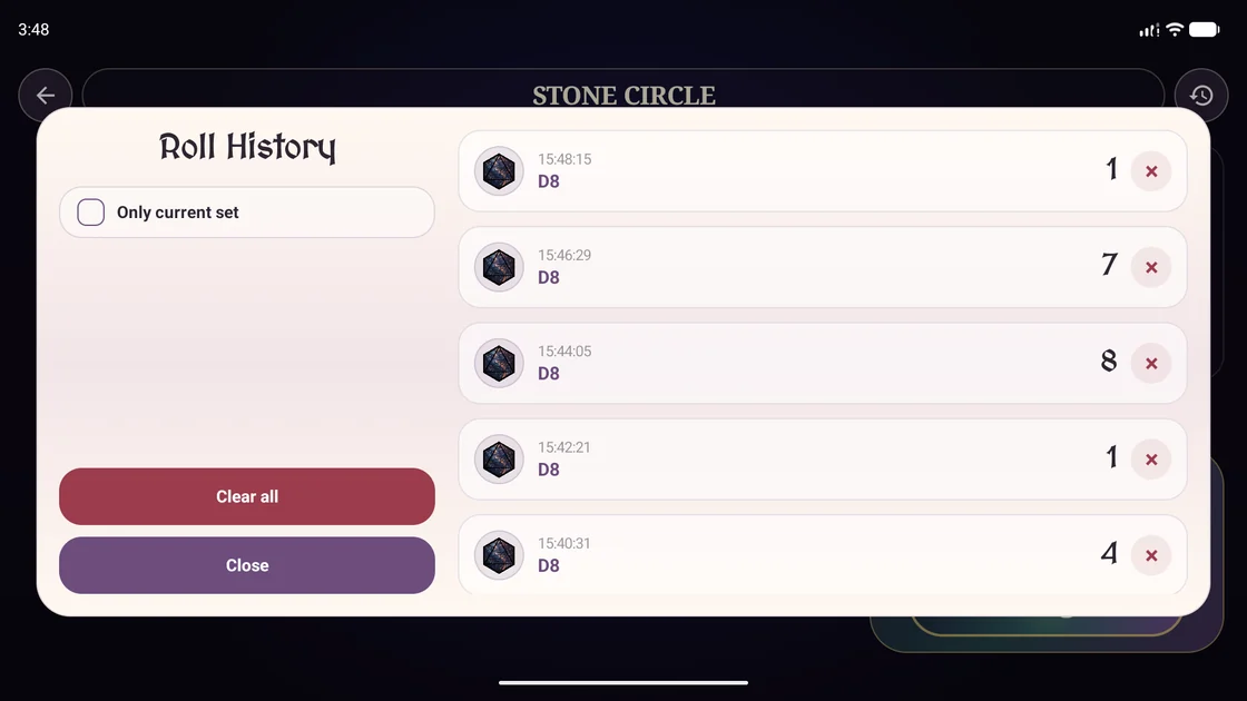 Roll history