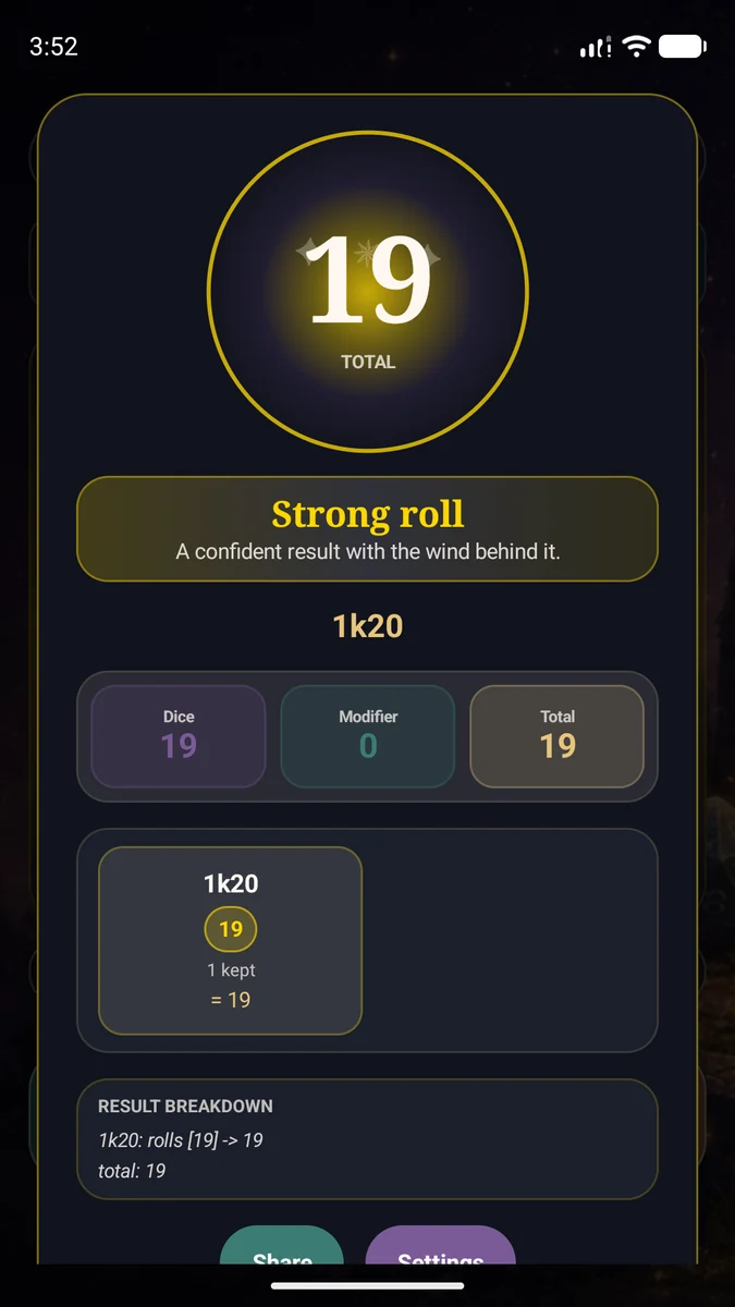 Roll result