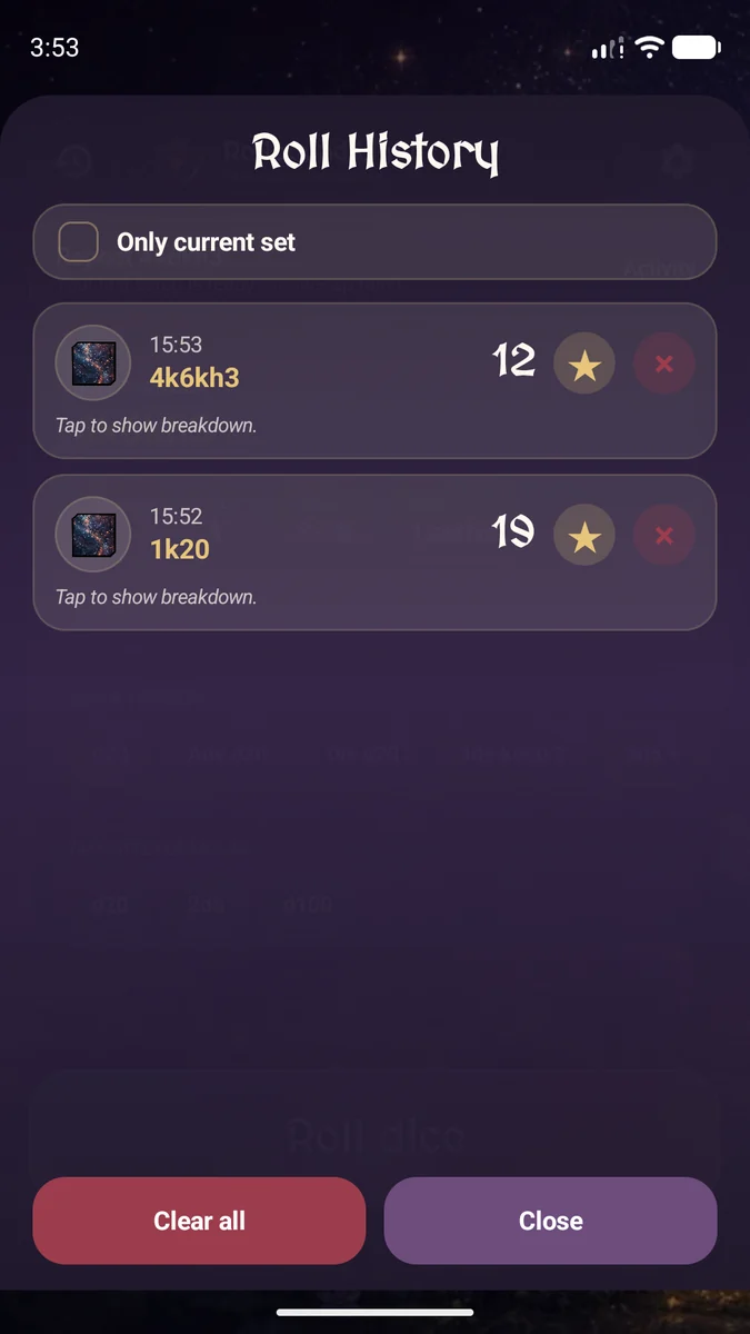 Roll history