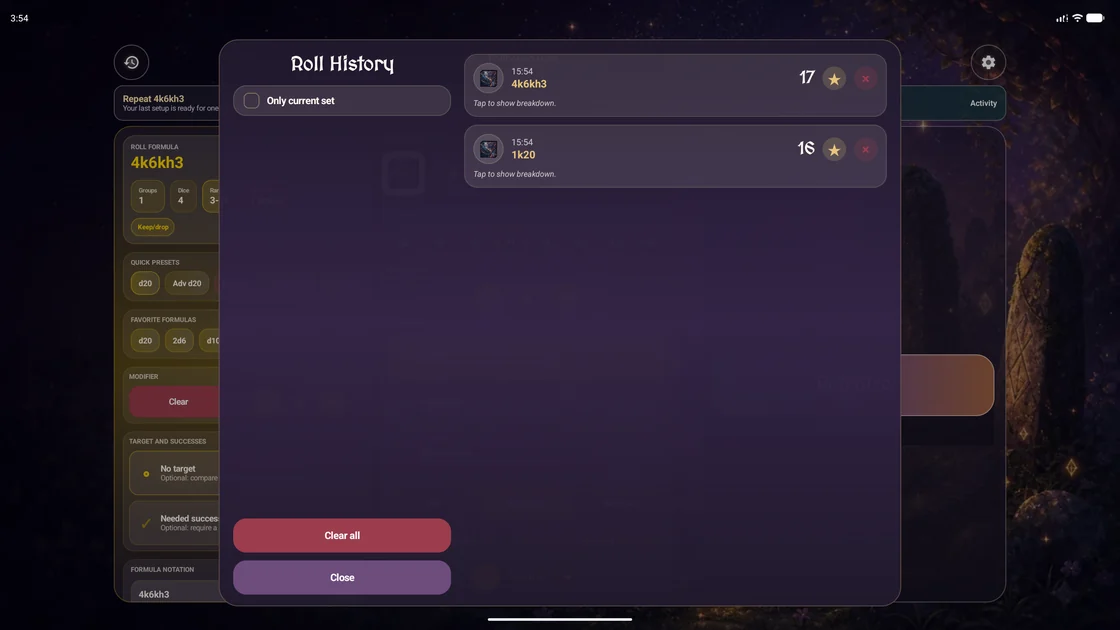 Roll history