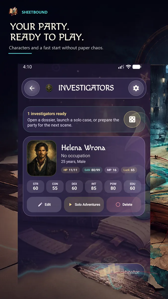 List of ready-to-play characters in Sheetbound.