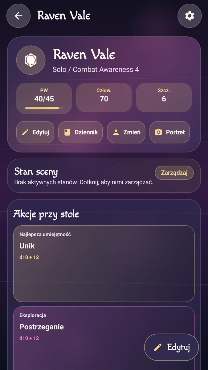 Karta edgerunnerki Raven Vale w Cyberpunk RED.